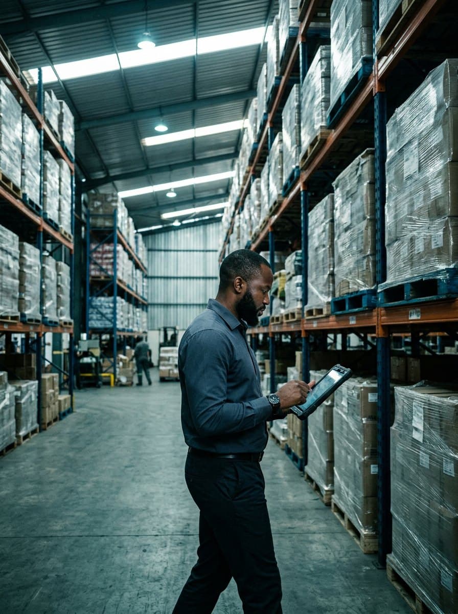 Goods in racking at an importer's facility